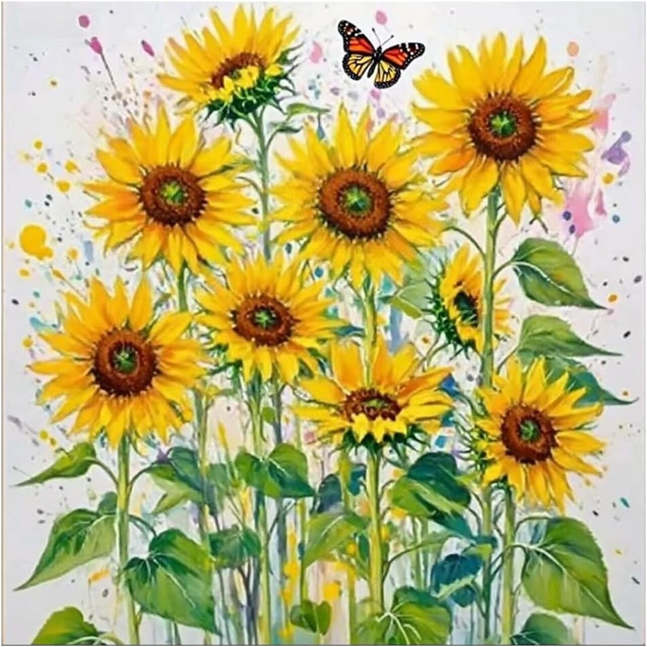 Sunflower Bouquet 5D Diamond Art Kit – 12x12” Full Round Drill DIY Floral Painting – High-Definition Easy-Read Gem Art for Adults & Beginners – Shimmering Flower Rhinestone Wall Decor Gift
